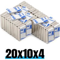 20x10x4mm Super Powerful Blcok Neodymium Magnet With double-sided adhesive Magnet N35 Strong Permanent Magnetic refrigerator