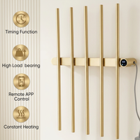 WiFi Smart Electric Towel Warmer Gold Vertical Heated Towel Rail for Bath Towels, Dual Concealed & Exposed Wiring