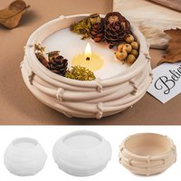 Creative Bamboo Basket Candle Bowl Silicone Mold DIY Bird Nest Flowerpot Concrete Cement Mold Jewelry Storage Tray Craft Casting