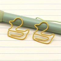 20/30pcs Yellow Duck Shaped Paper Clips Cute Animal Metal Clips Office School Stationery Journaling and Document Organization
