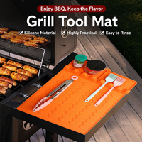 Silicone BBQ Grill Side Burner Mat Utensil Rest Holder Heat Resistant Countertop Drip Tray Outdoor Grilling Tool Accessories