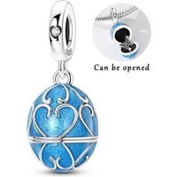 925 Sterling Silver Charms Bead CZ Zircon Butterfly Easter Egg Dangle Fit Original Bracelet DIY Women Jewelry