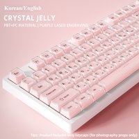 Crystal Jelly Keycaps Korean English Pink White Blue Side Front Printed Key Caps for Mechanical Keyboard 60 75 80 100 Layout