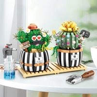 Creative Building Blocks Succulent Cactus 3D Model Mini Bonsai Simulation Green Plant Flower Home Decoration Children's Toy Gift