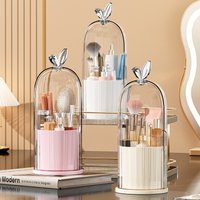 1pc 360 degree rotating cosmetics storage box, pen holder, makeup brush holder rotating organizer, dust-proof makeup brush holde