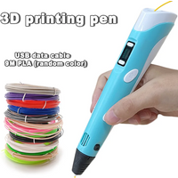 New Generation LED Display Electronic 9M PLA 3D Printing Pen Three-Dimensional Graffiti Painting Tool Children's Birthday Gift