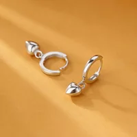 Real 925 Sterling Silver Simple Heart Earring for Women Making Jewelry Gift Wedding Party Engagement