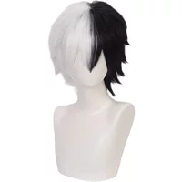 Danganronpa Monokuma Cosplay Synthetic Wigs Short White Black Heat Resistant Synthetic Hair Role Play Props Party Wig