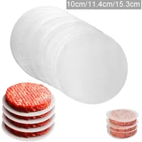 100pcs 10/11/15cm Hamburger Patty Paper-Wax Papers To Separate Frozen Pressed Patties Meat Paper Anti-stick Spacer Pad Kitchen