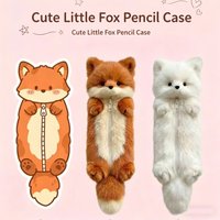 1pcs Cute Fox Pencil Pouch – Cartoon Animal Design, Stationery Storage Bag, Student Pencil Case