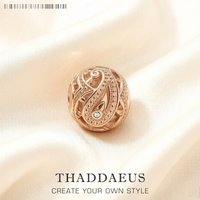 Rose Gold Beads Water Drop 925 Sterling Silver Charm Jewelry Accessories Trendy Gift For Women