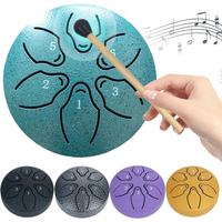 Steel Tongue Drum Portable Rain Drum Hand Pan Drum Percussion Musical Instruments 3 Inch 6 Notes For Yoga Meditation Musical Toy