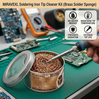 Waterless Brass Sponge Soldering Iron Tip Cleaner, Prevent tip oxidation for faster PCB repairs and professional welding station