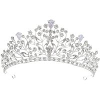 Sliver Alloy Crystal Flower Crown For Women Bridal Wedding Tiara Hair Accessories Noble Party Jewelry Hairpieces As Gifts
