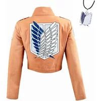 Anime Movie Giant Yellow Jacket Costume Printed Wings of Freedom Coat Halloween Cosplay Male and Female Dress Up Costumes