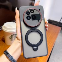 For Nothing Phone 3A Pro Case Magnetic 360° Rotation Holder Frosted Matte Translucent Shockproof Bumper Back Cover