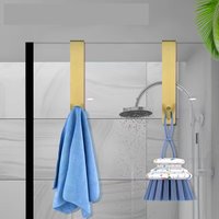 2pcs Heavy-Duty Stainless Steel Glass Door Hooks with Silent Pads - Wall-Mounted Towel Rack for Frameless Shower Doors