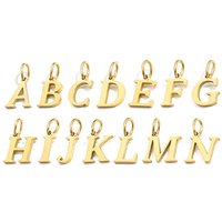 3PCS/LOT 14K Gold PVD Plated Stainless Steel 10mm Alphabet Letter Charms, Personalized Pendant for DIY Necklace Jewelry