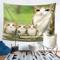 Meowl Cat Owl Funny Meme Themed Tapestry, 2D Flat Cozy Bedroom Background Peach Skin Velvet Tapestry - Soft Indoor And Outdoor