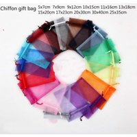 10pcs/lot (11 Sizes) Organza Gift Bags Wedding Birthday Party Candy Chocolate Bags Christmas Halloween Gift Box Packaging Bags
