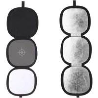 Two Sides Trifold Reflector Collapsible Disc Hand Hold Gray/White Balance Card Light Diffuser 3in1 Focus Board