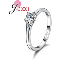 Simple Design Women/Girls Charm Wedding Ring With Cubic Zircon Crystal 925 Sterling Silver Party Accessories For Females