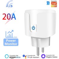 1PC EU 16A/20A Power Monitor Tuya SmartLife APP Control Smart Plug WiFi Socket Timing Function Work with Alexa Google Home Alice
