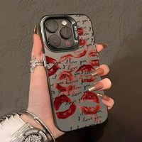 Cool Lips Five-pointed Star Letter Phone Case for iPhone 16 15 14 13 12 11 Pro Max 16E SE2 XS XR 7 8 X Plus Laser Frosted Cover