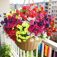 10/20Pcs 35cm Artificial Silk Morning Glory Flower Green Eucalyptus Plant UV Protection for Porch Garden Home Wedding Decoration