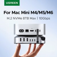 Station d'accueil UGREEN USB HUB pour Mac Mini M4/M4 Pro, SSD M.2 NVMe 8 To Max, ports USB-A et C 10 Gbps, SD et TF 170 Mo/s, répartiteur USB