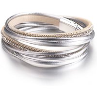 ALLYES Stylish Multilayer Leather Bracelet for Women Men Boho Rhinestone Chain Double Wrap Bangle Bracelets Party Jewelry
