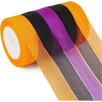 Ruban en Mousseline de Soie Transparente, Organza pour Halloween, Emballage Cadeau de Noël, Bricolage, Décoration de Mariage, Tissu en Dentelle, 50 Yards