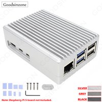 Raspberry Pi 5 Aluminum Heatsink Case - Passive Cooling Metal Shell with Power Button (3 Colors)
