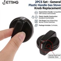 2PCS Universal 8mm Gas Stove Knobs - Plastic Control Switch Handle for Oven, Range, and Benchtop Burner Replacement | D-Shape Sh
