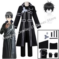 Anime Sword Art Online Costume Kazuto Kirigaya Cosplay Jacket Shirt Pants trench Kirito Uniform Wig Suit Party Outfit for Man