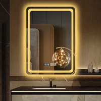 Fashion Square Smart Bathroom Mirror Led with Light Bathroom Luminous Mirror Metal Hemming Plug-in Smart Mirror in Bathroom