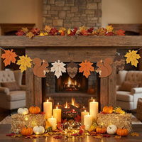 Fall Felt Pumpkin Pinecone Maple Leaf Garland Autumn Harvest Banner for Fireplace Mantel, Thanksgiving Home Decoration Halloween