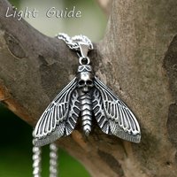 2022 NEW Men's 316L stainless-steel Death Head Skull Butterfly Moth Pendant Necklace for teens Animal Jewelry ree shipping