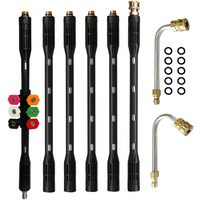Heavy-Duty Pressure Washer Extension Rod Kit 6 Nozzles 90°/120° Bend 1/4" Quick Connect, 4000 PSI for Roof/Wall/Deck Cleaning