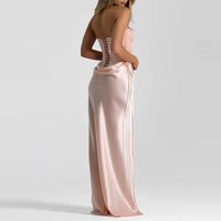 Temperament Luxury Sleeveless Fishtail Dress Elegant Lady High Waist Bandage Banquet Dress Pink Sequins Satin Slim Evening Dress