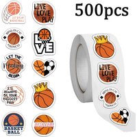 500 Pcs Basketball Stickers 1 Inch Self-Adhesive Sports Ball Roll Stickers for Sports Party Supplies, Team Gifts & Birthday Part