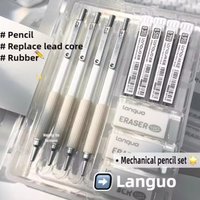 Metal Mechanical Pencil Set with 80PCS Leads Refills Case For Sketching Manga Drafting Writing Professional Art Drawing Supplies