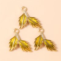 Leslie 10pcs Colorful Enamel Leaf Charms for Earring Necklace Plant Branch Leaves Pendants DIY Jewelry Accessories