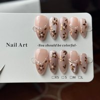 10pcs high-end Elegant and refined, with a profusion of flowers, hand-painted flower cat's eyes handmade fake nails