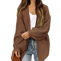Lantern Sleeve Thick-knit Cardigan Autumn Winter New Knitted Sweater Women's Long-sleeved Solid Color Coat Ropa Mujer 니트