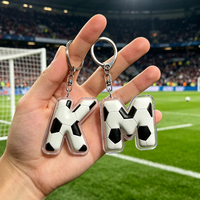 Fashion Football Soccer Letter K M L Keychains for Accessories Bag Charm Sports Lover Keyrings Jewelry Football Fans Gifts