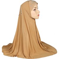 H108 Hijab de prière pour adultes, taille moyenne 70*70cm, foulard musulman, voile islamique, chapeau, bandeau à enfiler