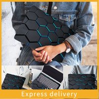 2-Piece technology-packed vinyl laptop sticker - hexagonal blue pattern, self-adhesive case for HP, Lenovo, Apple, ASUS - easy