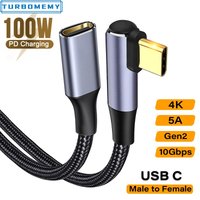 5A USB C Extension Cable 10Gbps Type C USB3.1 Data Cord Male to Female 100W Quick Charging for Macbook Pro Laptop 4K Video Cable