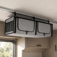 RV Overhead Storage Cabinet Black-Trimmed Soft-Sided Storage Cabinet Space-Saving for Vehicle Interior